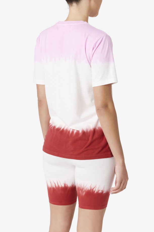 μπλουζάκι πιρουέτα/λευκό/κόκκινο γήινο Fila Alivia Tie Dye Tee