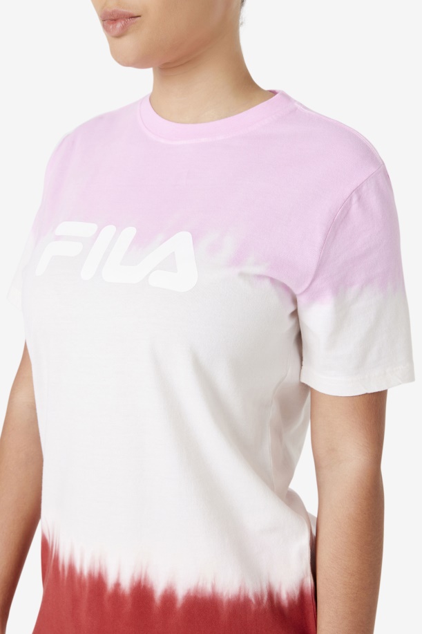 μπλουζάκι πιρουέτα/λευκό/κόκκινο γήινο Fila Alivia Tie Dye Tee