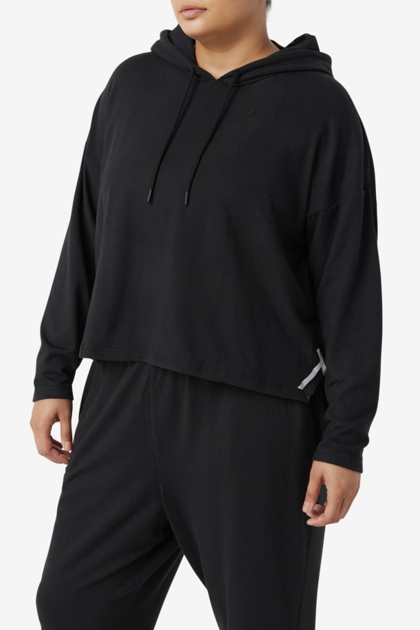 Fi-lux Cropped μαύρο Hoodie Fila