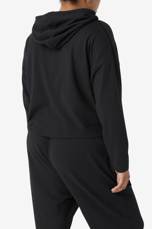 Fi-lux Cropped μαύρο Hoodie Fila