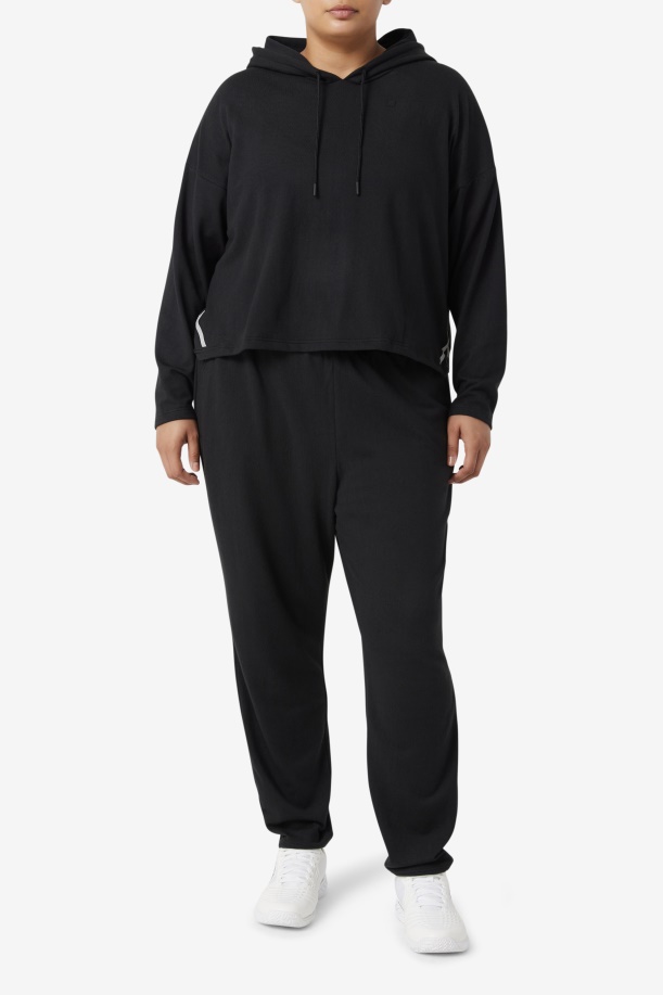 Fi-lux Cropped μαύρο Hoodie Fila