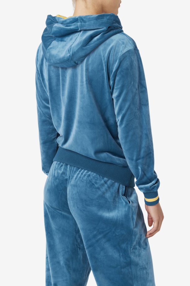 Fila Tove βελούδο Full Zip Hoodie μπλε κοραλί/μπανάνα