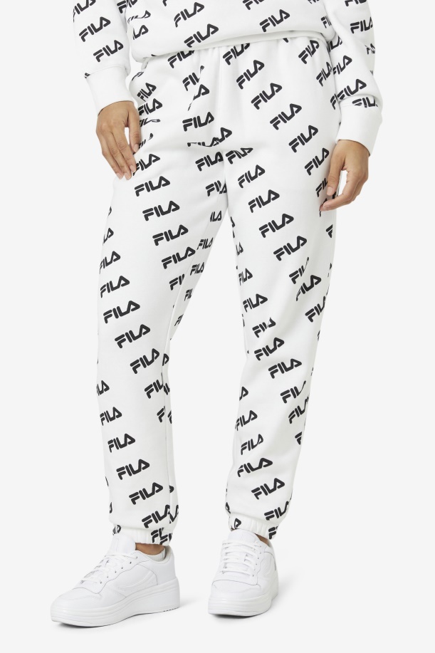 άσπρο/μαύρο Fila διαγώνιο λογότυπο Jogger