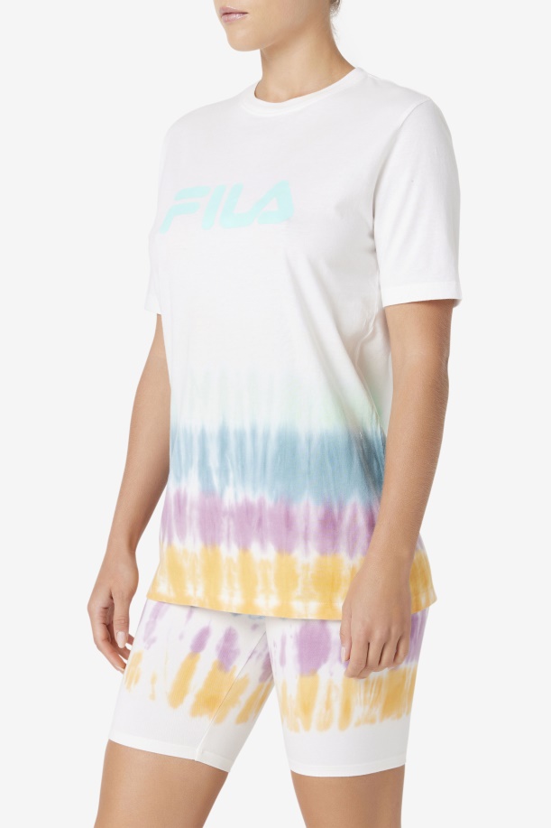 Fila λευκή γραβάτα βαφής Alivia Tie Dye Tee
