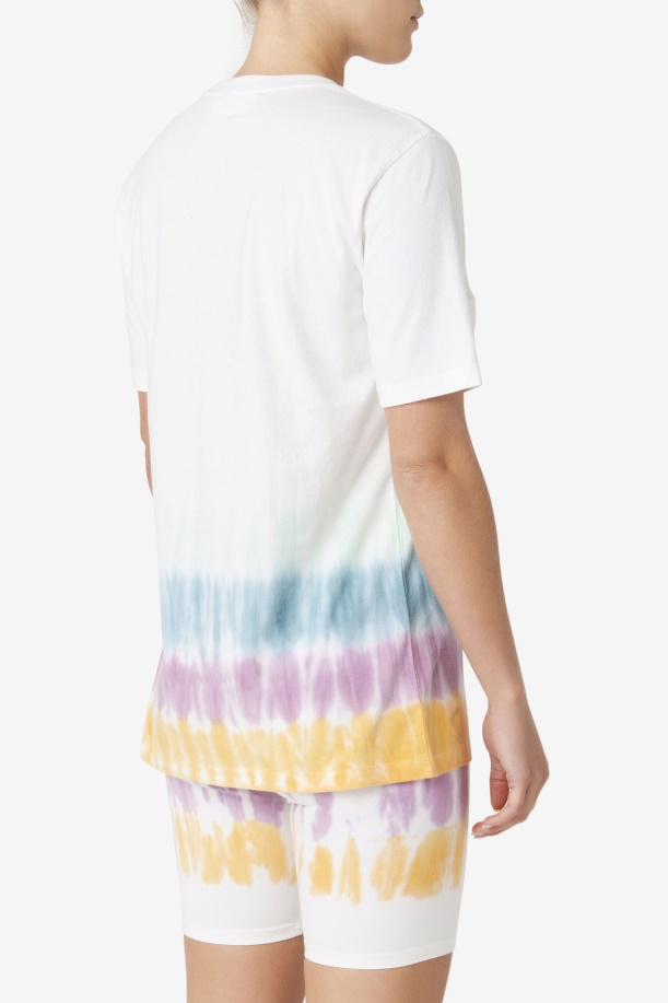 Fila λευκή γραβάτα βαφής Alivia Tie Dye Tee