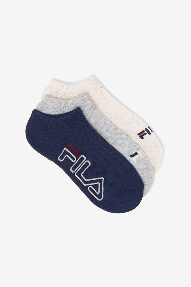 Fila γυναικεία Stripe Stripe No Show κάλτσα 3-συσκευασία λευκή