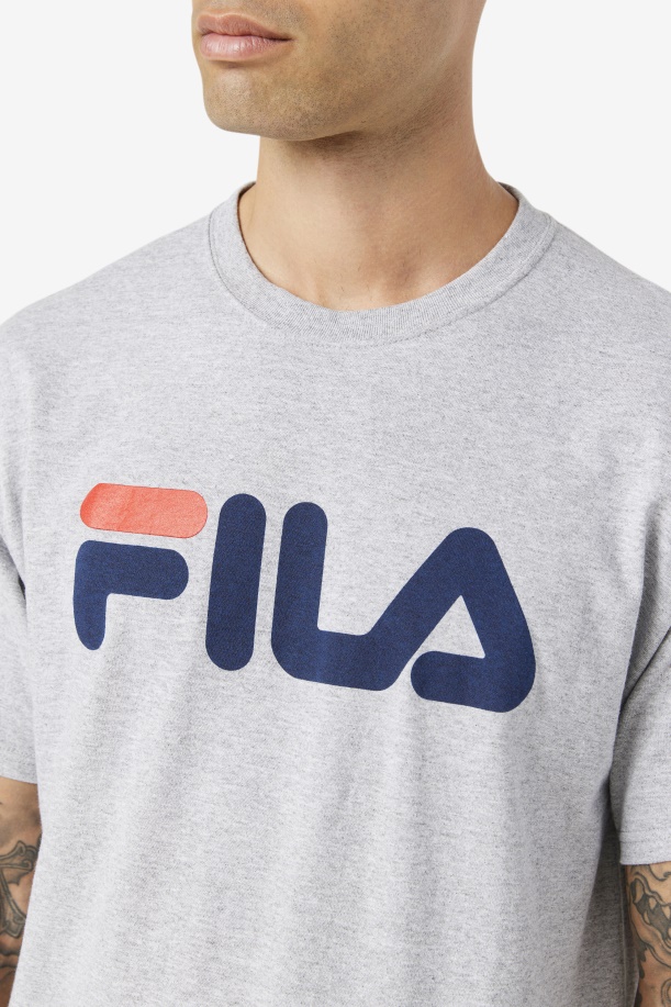 Ανδρικό μπλουζάκι με λογότυπο Fila γκρι ερείκη/ναυτικό/κόκκινο