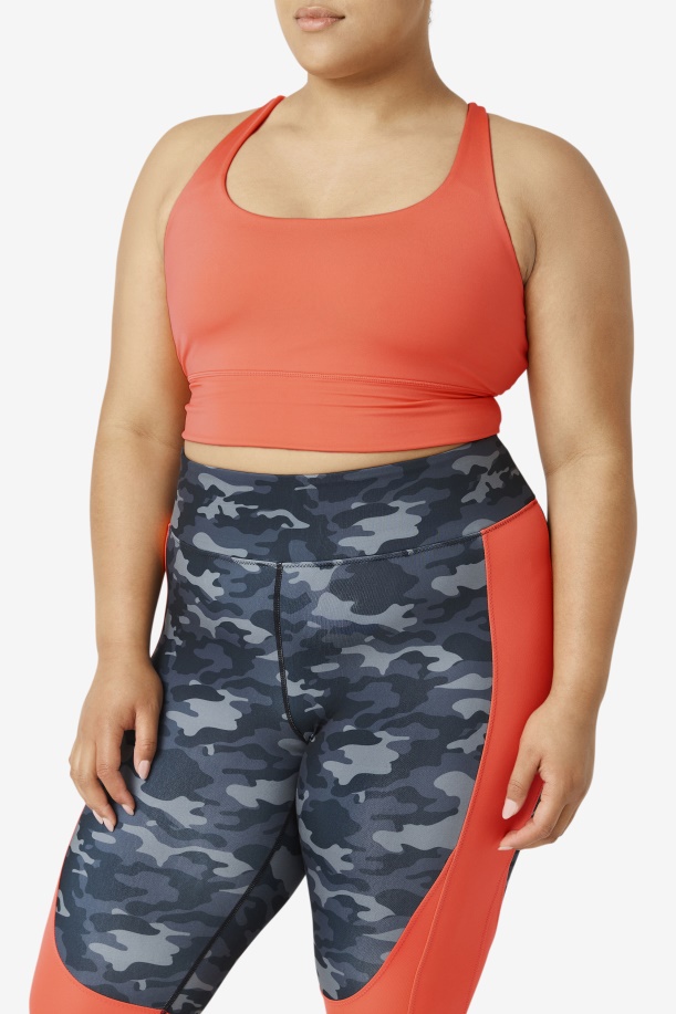 ζεστό κοραλί Uplift σταυρός πίσω σουτιέν Top Fila