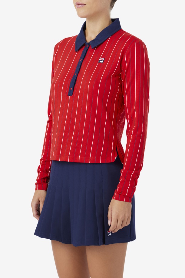 κόκκινο Jada μακρυμάνικο Polo Fila
