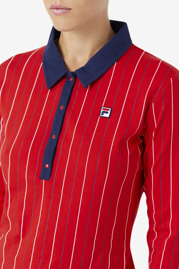 κόκκινο Jada μακρυμάνικο Polo Fila