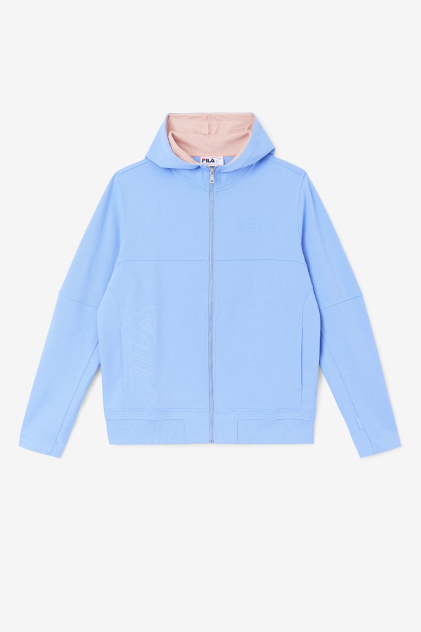 Fila Kayra Full Zip Hoodie με κουκούλα αραβοσίτου μπλε/κοραλί σύννεφο
