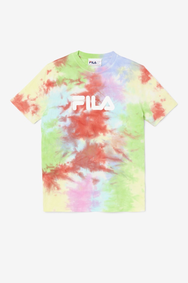 Fila Alivia Tie Dye μπλουζάκι πράσινο/λευκό/περιτρίμμα/κόκκινο