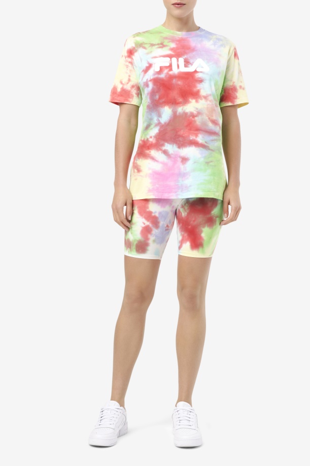 Fila Alivia Tie Dye μπλουζάκι πράσινο/λευκό/περιτρίμμα/κόκκινο