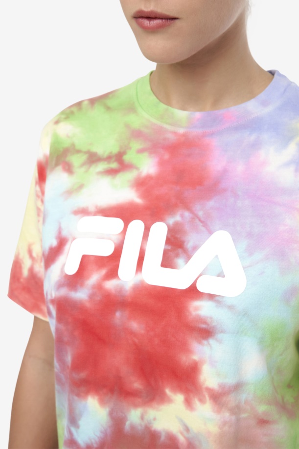Fila Alivia Tie Dye μπλουζάκι πράσινο/λευκό/περιτρίμμα/κόκκινο