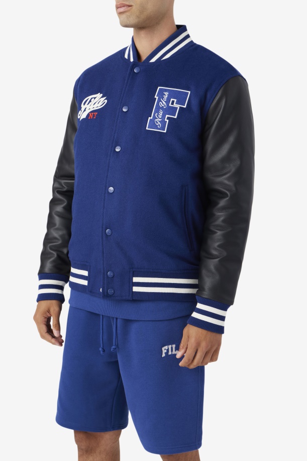 μπουφάν Fila Josh Varsity μπλε/μαύρο