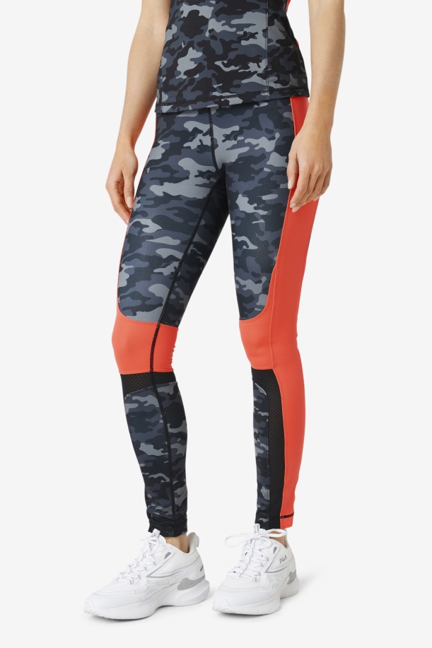 Forza Color Blocked κολάν Fila σκούρο Camo/κοραλί/μαύρο
