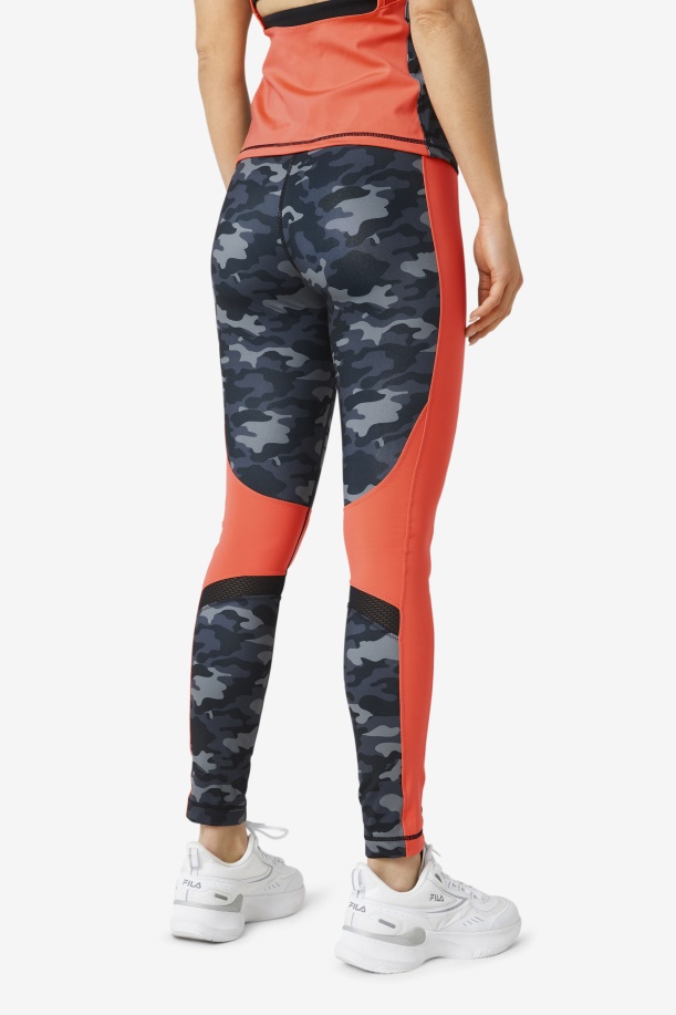 Forza Color Blocked κολάν Fila σκούρο Camo/κοραλί/μαύρο