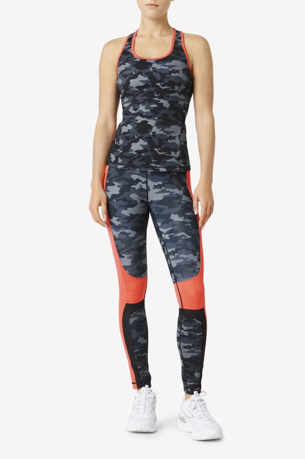 Forza Color Blocked κολάν Fila σκούρο Camo/κοραλί/μαύρο