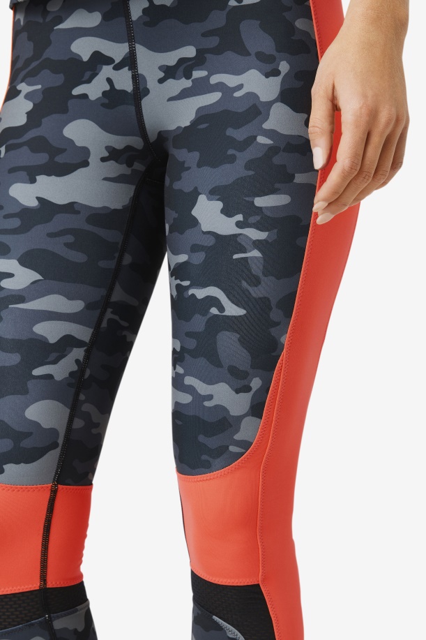 Forza Color Blocked κολάν Fila σκούρο Camo/κοραλί/μαύρο