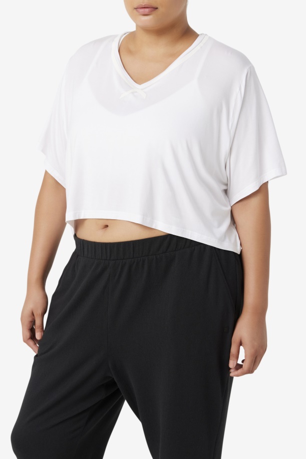 Μπλουζάκι λευκό Fila Fi-lux Hi-low Crop