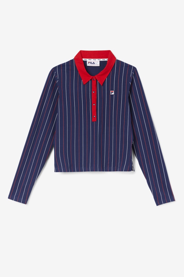 Jada μακρυμάνικο Polo Navy/κόκκινο/λευκό Fila