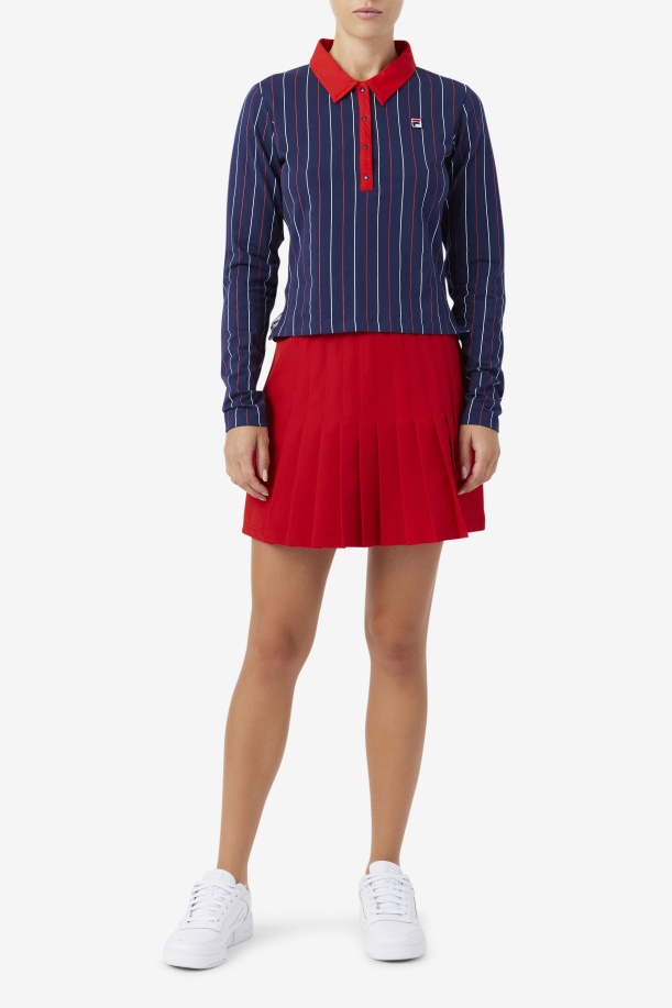Jada μακρυμάνικο Polo Navy/κόκκινο/λευκό Fila