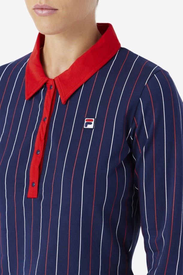 Jada μακρυμάνικο Polo Navy/κόκκινο/λευκό Fila