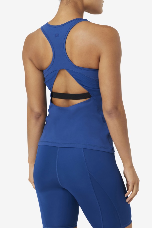 Uplift Open Racerback Tank Top Fila Navy Peony/μαύρο