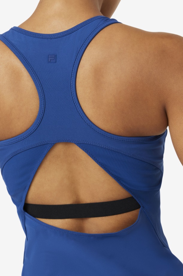 Uplift Open Racerback Tank Top Fila Navy Peony/μαύρο