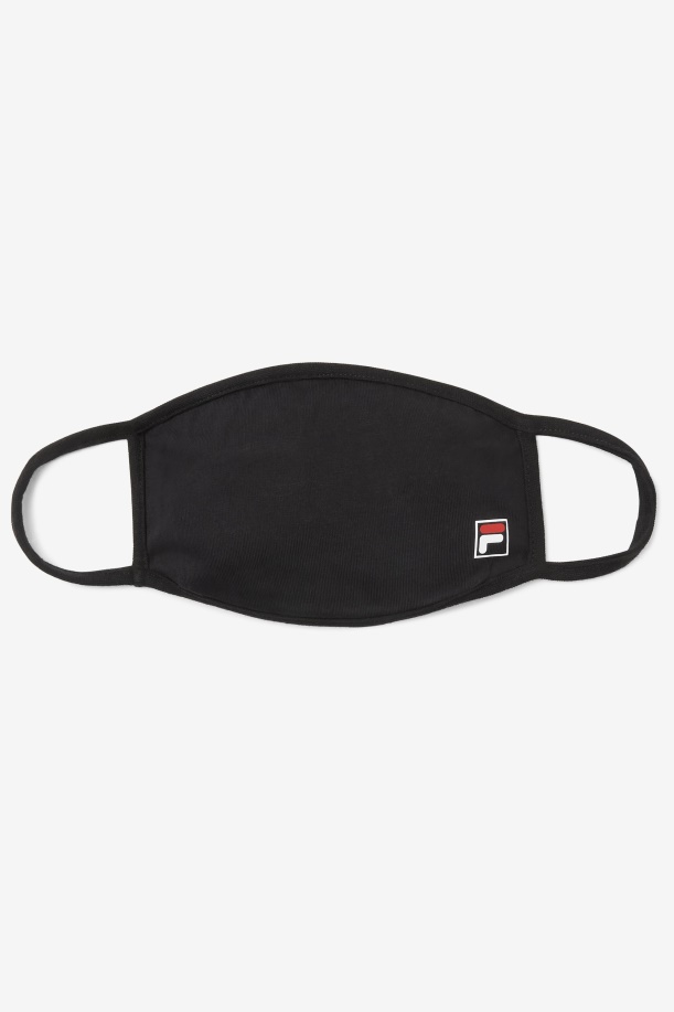 Μαύρη μάσκα προσώπου με λογότυπο Fila F-box σε μαύρο χρώμα