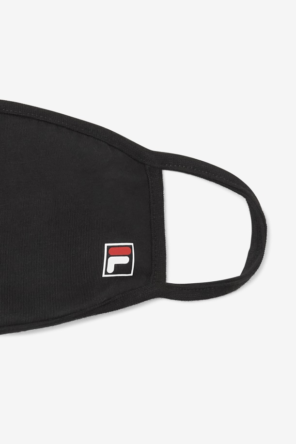 Μαύρη μάσκα προσώπου με λογότυπο Fila F-box σε μαύρο χρώμα