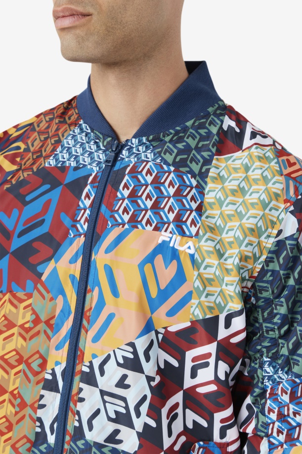 Mav Bomber Jacket Ocean/κίτρινο/λευκό Fila
