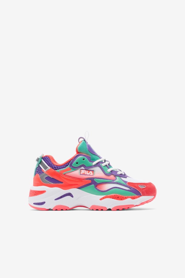 Fila Little Kids' Ray Tracer Apex λευκό/φλογερό κοραλί/μοβ