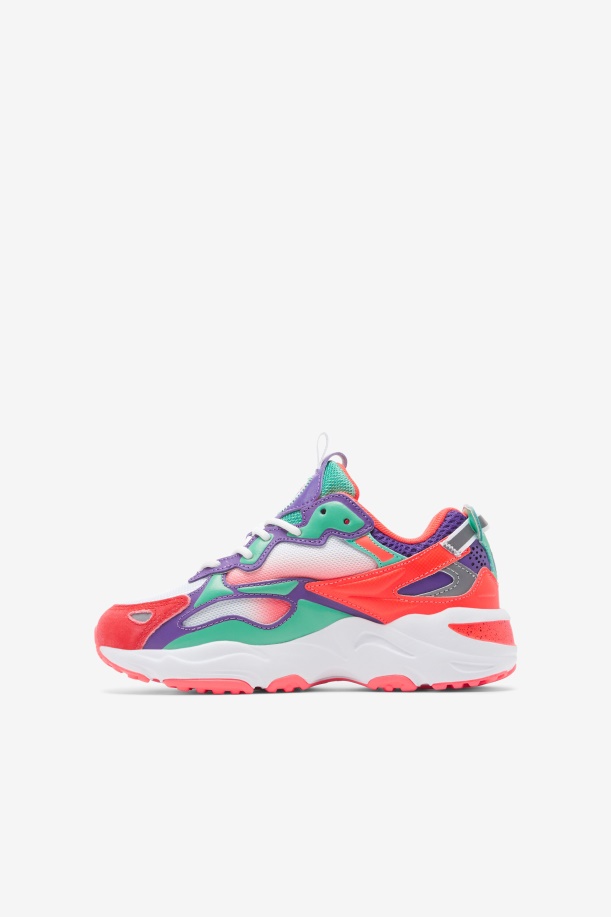 Fila Little Kids\' Ray Tracer Apex λευκό/φλογερό κοραλί/μοβ