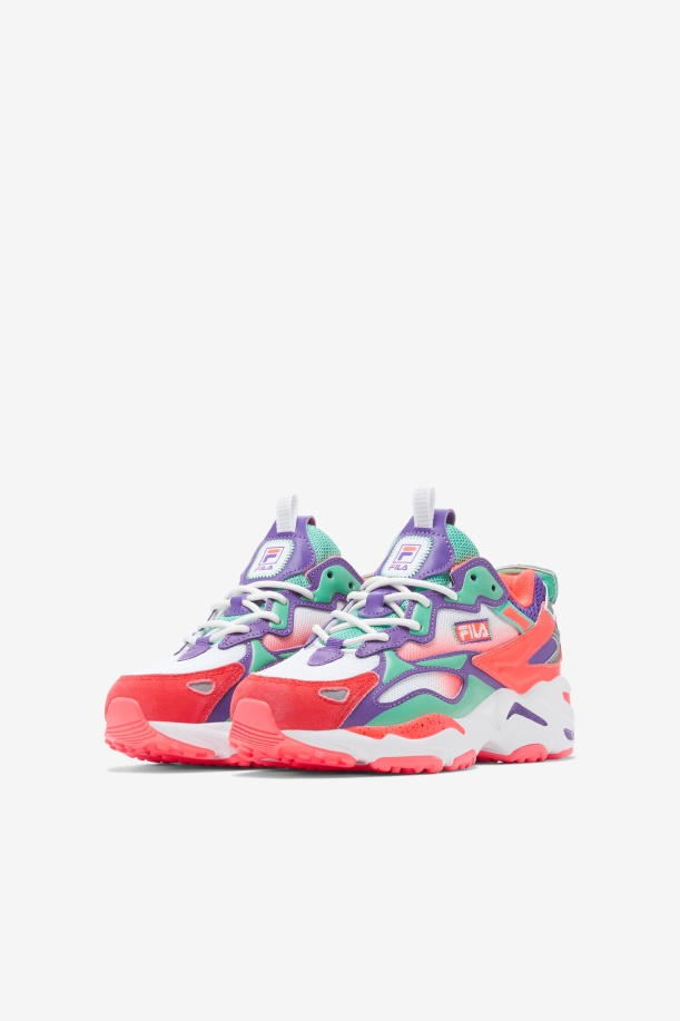 Fila Little Kids\' Ray Tracer Apex λευκό/φλογερό κοραλί/μοβ