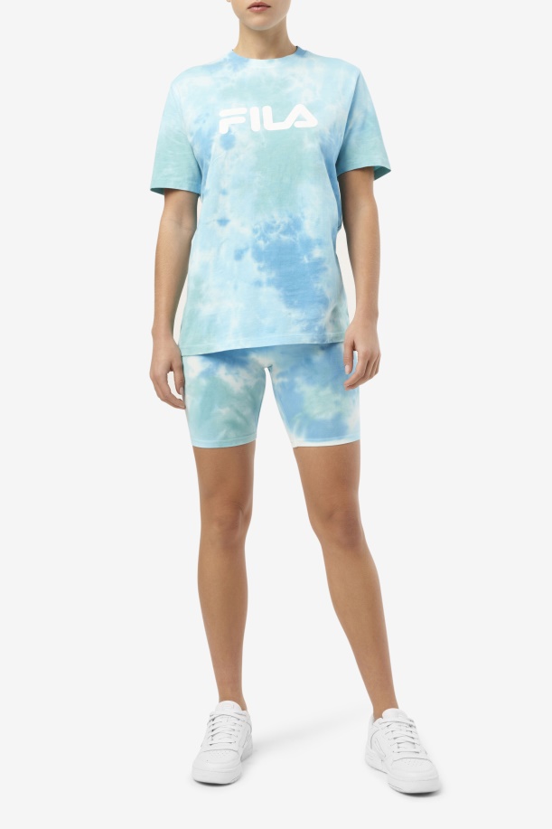 Fila Taima Tie Dye ποδήλατο κοντό White/splish/all/latigo Bay