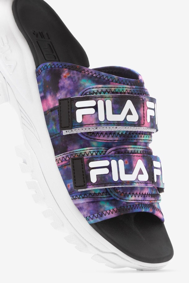 γυναικεία γραβάτα βαφής Fila Slide εξωτερικού χώρου Multi/μαύρο/λευκό