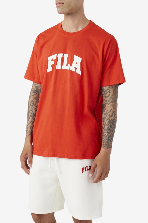 φλογερό κόκκινο/λευκό μπλουζάκι κόντι Fila