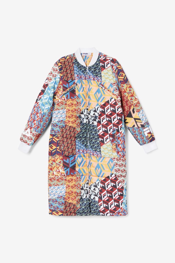 Ocean/κίτρινο/λευκό παλτό Fila Joanna Allover Print