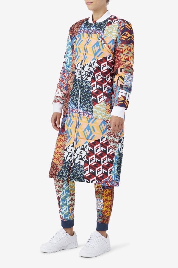 Ocean/κίτρινο/λευκό παλτό Fila Joanna Allover Print