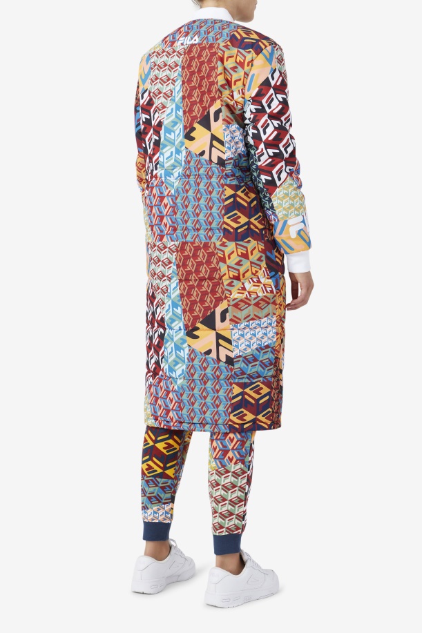 Ocean/κίτρινο/λευκό παλτό Fila Joanna Allover Print