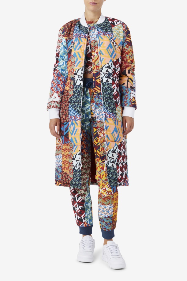 Ocean/κίτρινο/λευκό παλτό Fila Joanna Allover Print