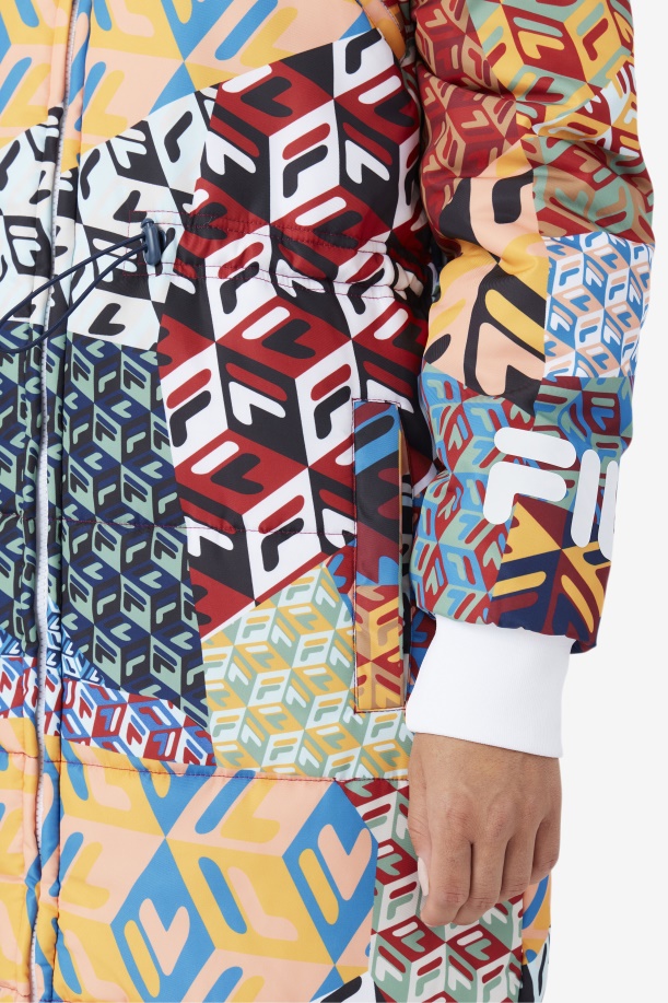Ocean/κίτρινο/λευκό παλτό Fila Joanna Allover Print