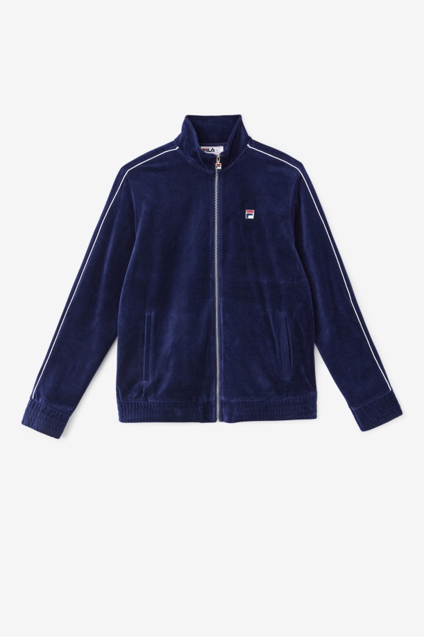Fila Navy/λευκό/κόκκινο βελούδινο μπουφάν