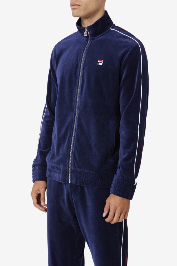 Fila Navy/λευκό/κόκκινο βελούδινο μπουφάν