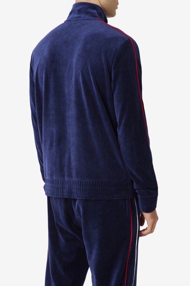 Fila Navy/λευκό/κόκκινο βελούδινο μπουφάν