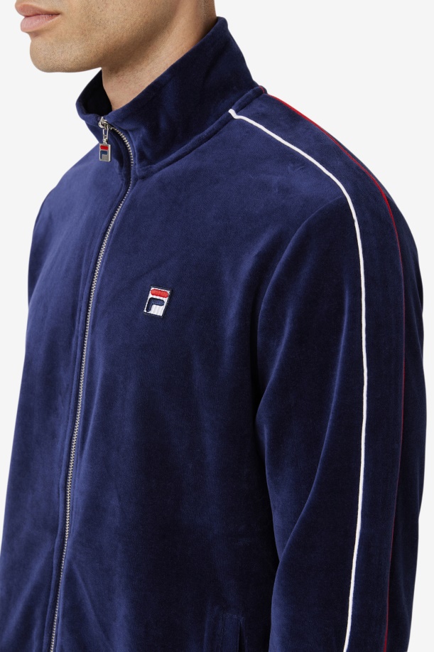 Fila Navy/λευκό/κόκκινο βελούδινο μπουφάν