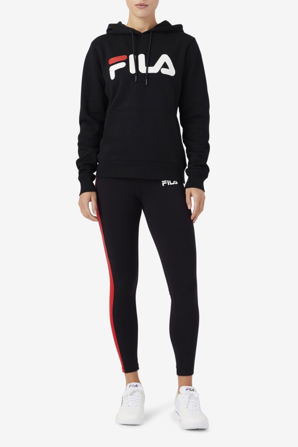 Lucy Hoodie μαύρο/gardenia/κόκκινο Fila