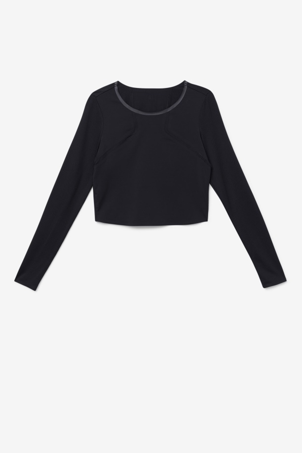 Uplift μακρυμάνικο Crop Top μαύρο Fila