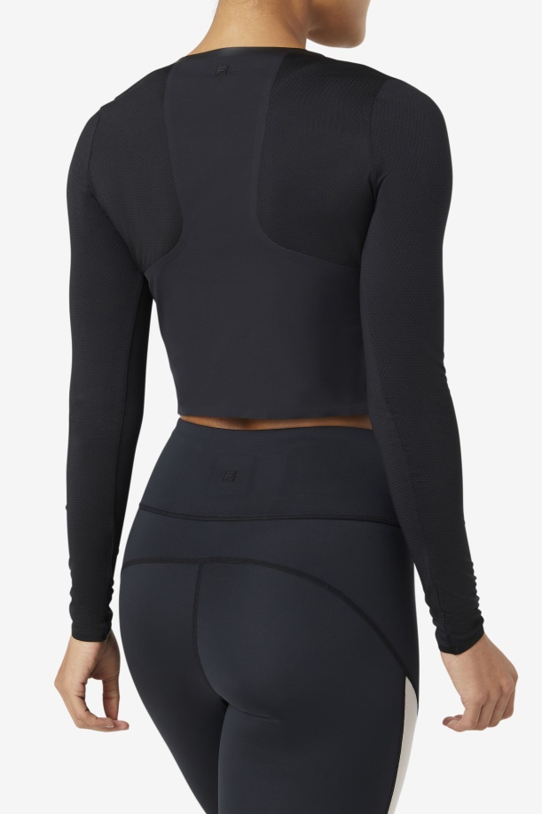 Uplift μακρυμάνικο Crop Top μαύρο Fila